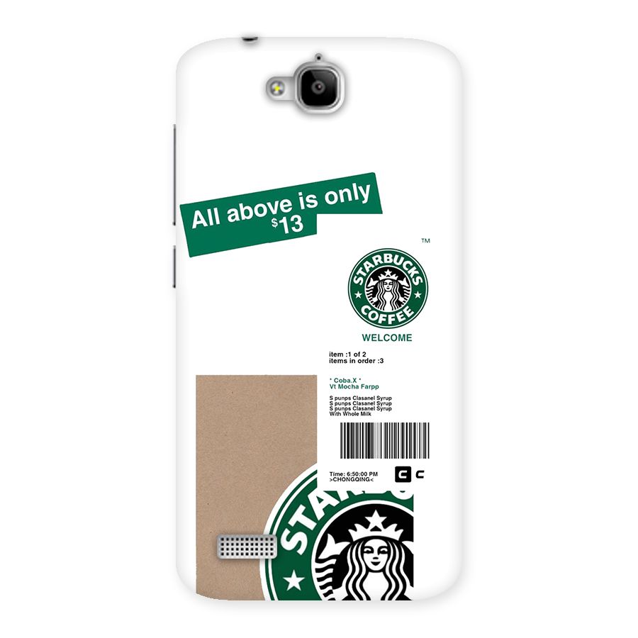 Starbucks Coffee Mocha Back Case for Honor Holly