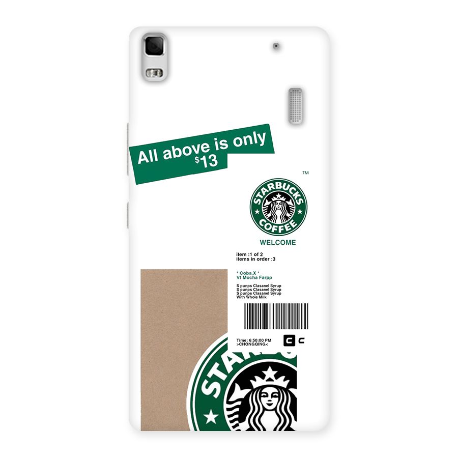 Starbucks Coffee Mocha Back Case for Lenovo A7000