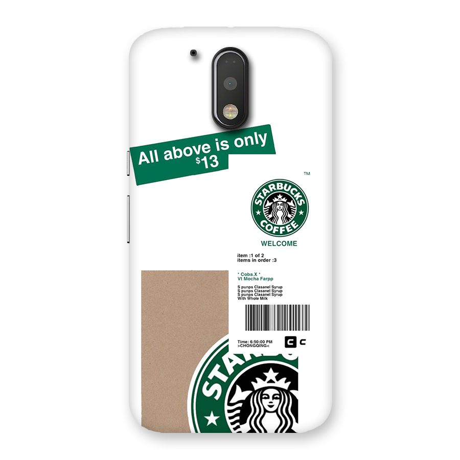 Starbucks Coffee Mocha Back Case for Moto G4 Plus