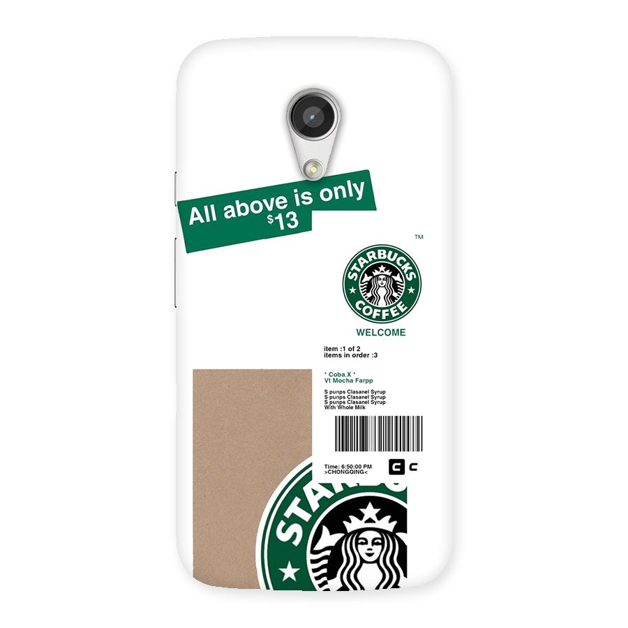 Starbucks Coffee Mocha Back Case for Moto G 2nd Gen