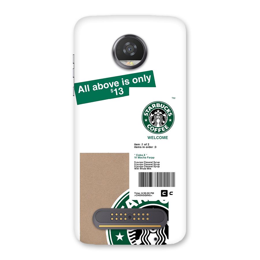 Starbucks Coffee Mocha Back Case for Moto Z2 Play