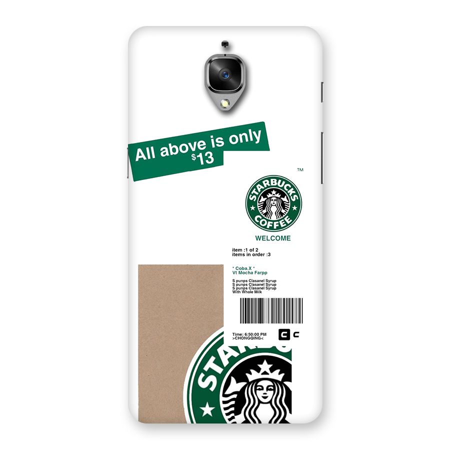 Starbucks Coffee Mocha Back Case for OnePlus 3