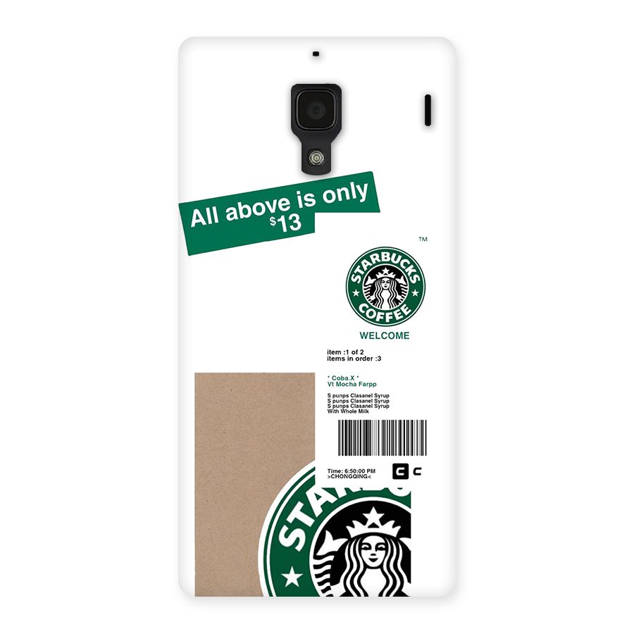 Starbucks Coffee Mocha Back Case for Redmi 1s