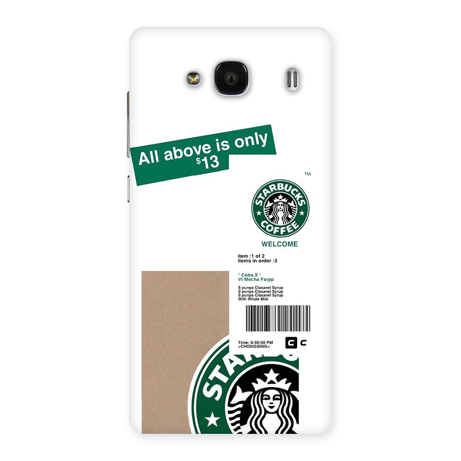 Starbucks Coffee Mocha Back Case for Redmi 2s