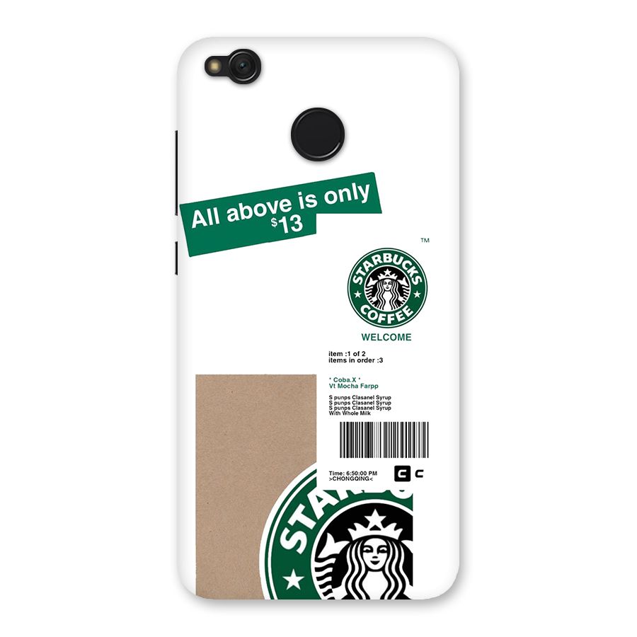 Starbucks Coffee Mocha Back Case for Redmi 4
