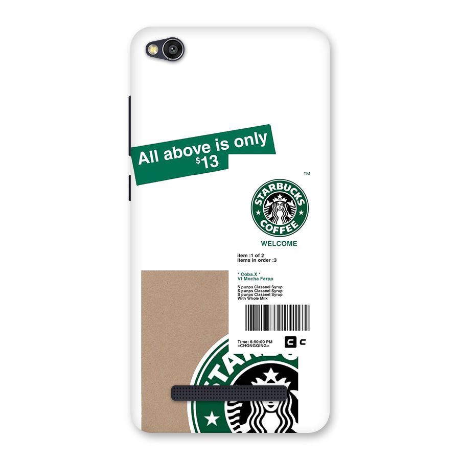 Starbucks Coffee Mocha Back Case for Redmi 4A