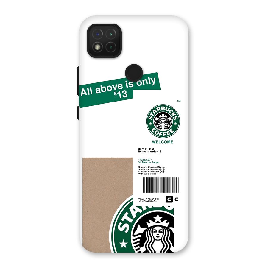 Starbucks Coffee Mocha Back Case for Redmi 9 Activ