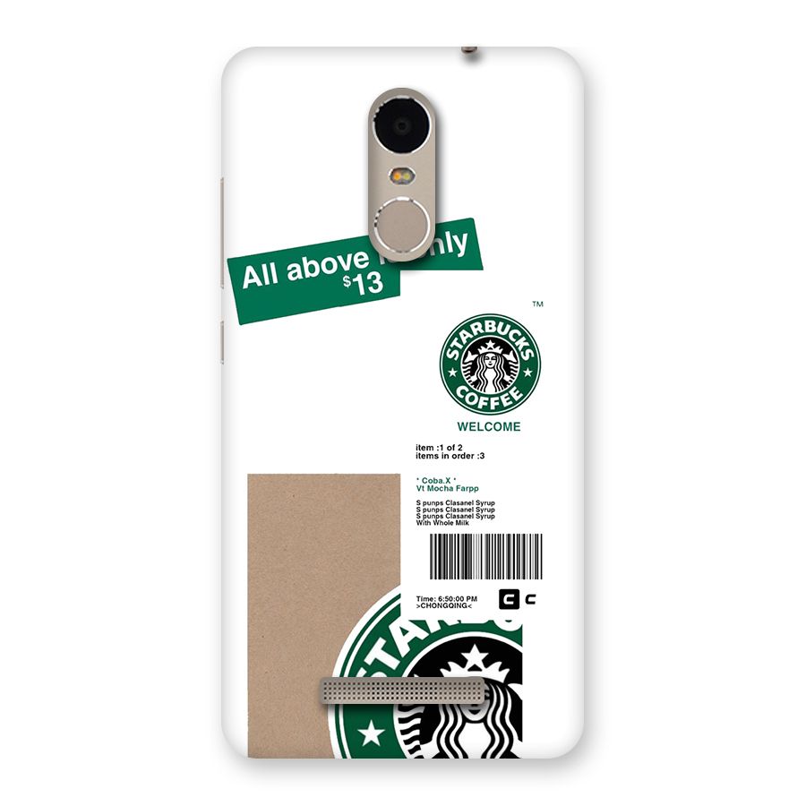 Starbucks Coffee Mocha Back Case for Redmi Note 3