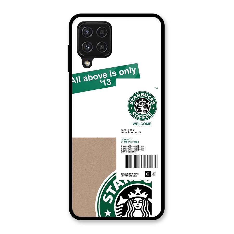 Starbucks Coffee Mocha Glass Back Case for Galaxy A22 4G