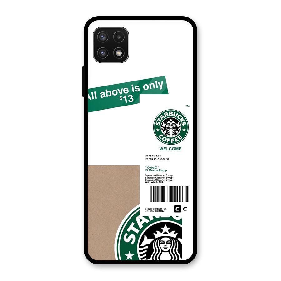 Starbucks Coffee Mocha Glass Back Case for Galaxy A22 5G