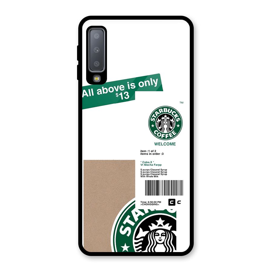 Starbucks Coffee Mocha Glass Back Case for Galaxy A7 (2018)