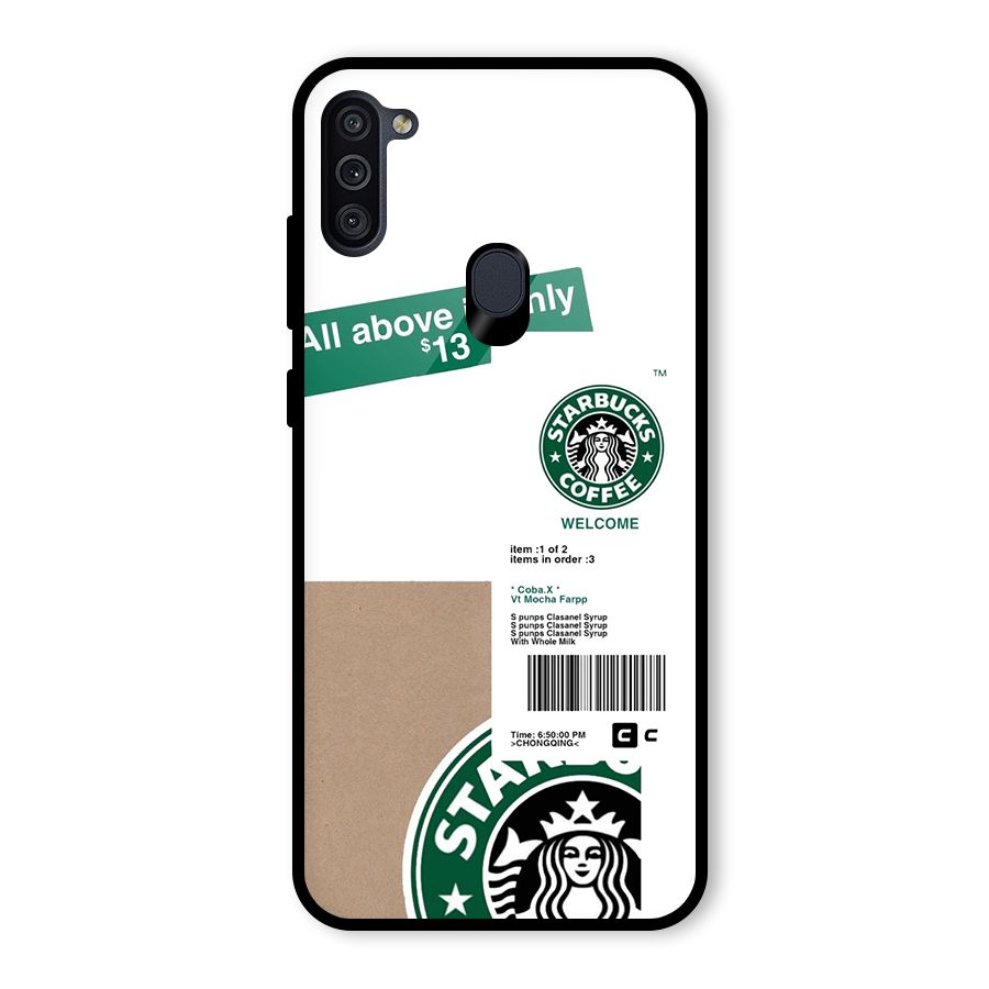 Starbucks Coffee Mocha Glass Back Case for Galaxy M11