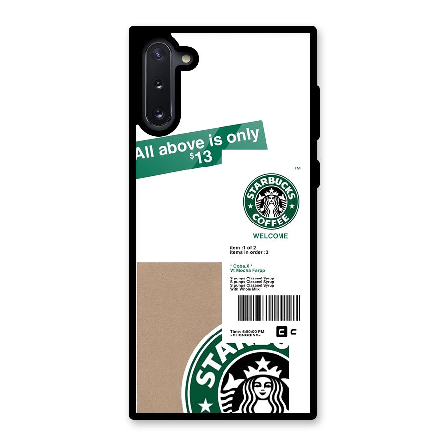 Starbucks Coffee Mocha Glass Back Case for Galaxy Note 10