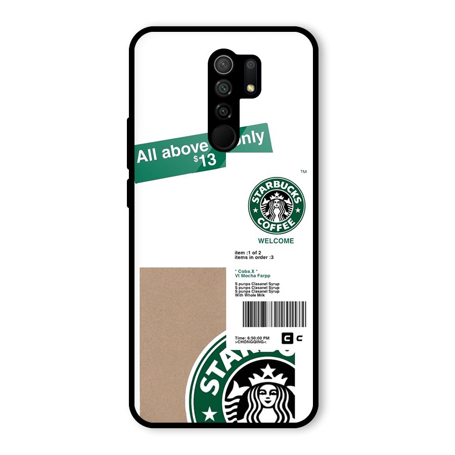 Starbucks Coffee Mocha Glass Back Case for Redmi 9 Prime