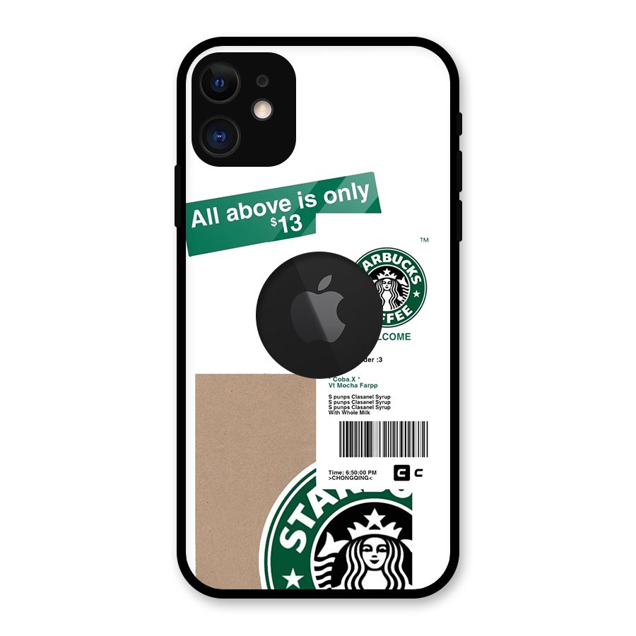 Starbucks Coffee Mocha Glass Back Case for iPhone 11 Logo Cut