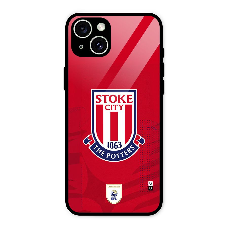 Stoke City Glass Back Case for iPhone 15 Plus