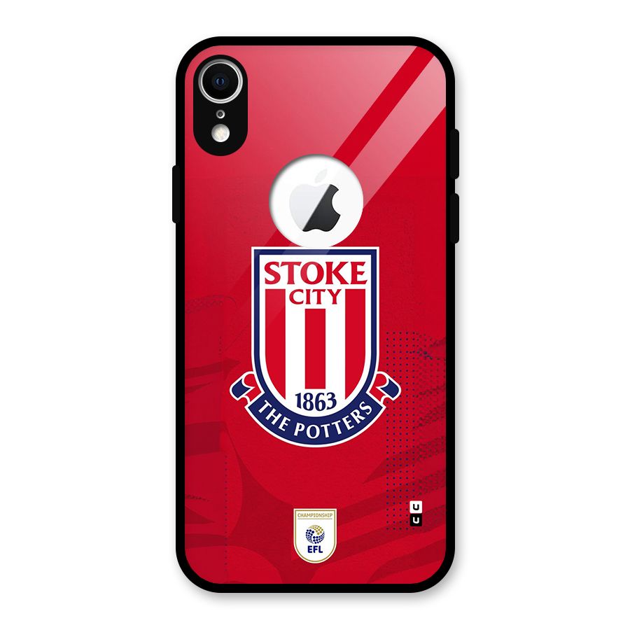 Stoke City Glass Back Case for iPhone XR Logo Cut