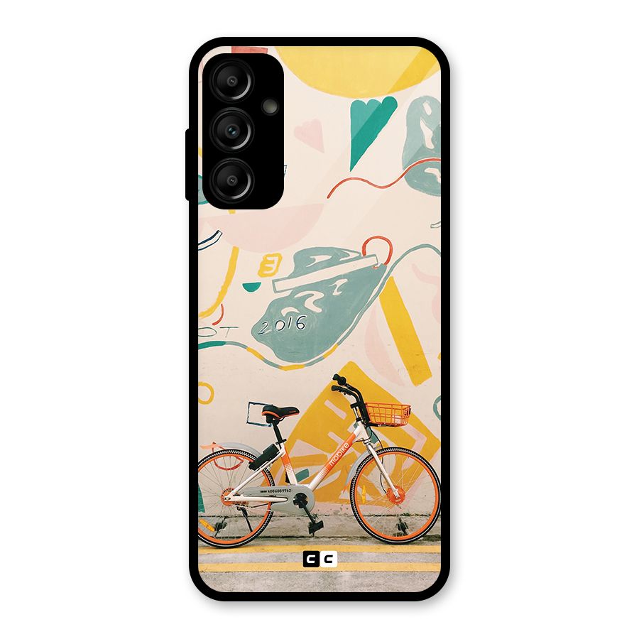 Street Art Bicycle Glass Back Case for Galaxy A14 5G