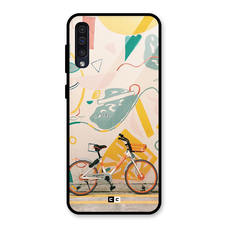 Street Art Bicycle Glass Back Case for Galaxy A30s