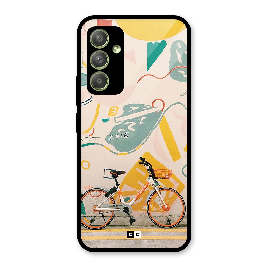 Street Art Bicycle Glass Back Case for Galaxy A54