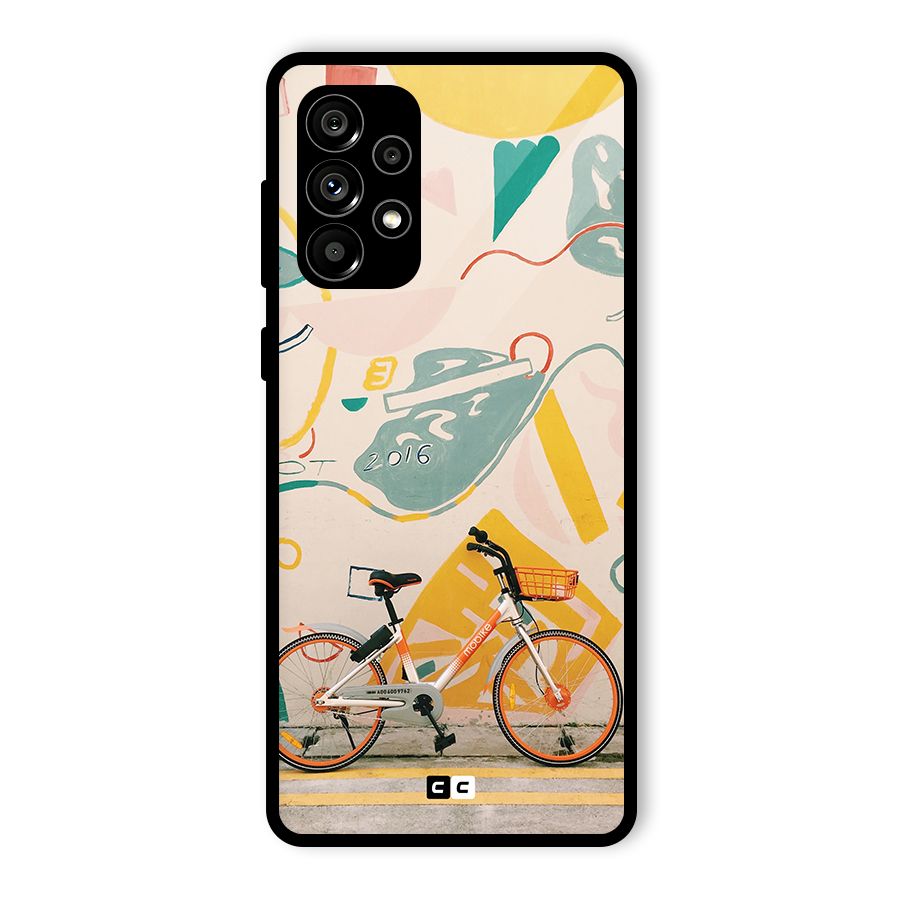 Street Art Bicycle Glass Back Case for Galaxy A73 5G