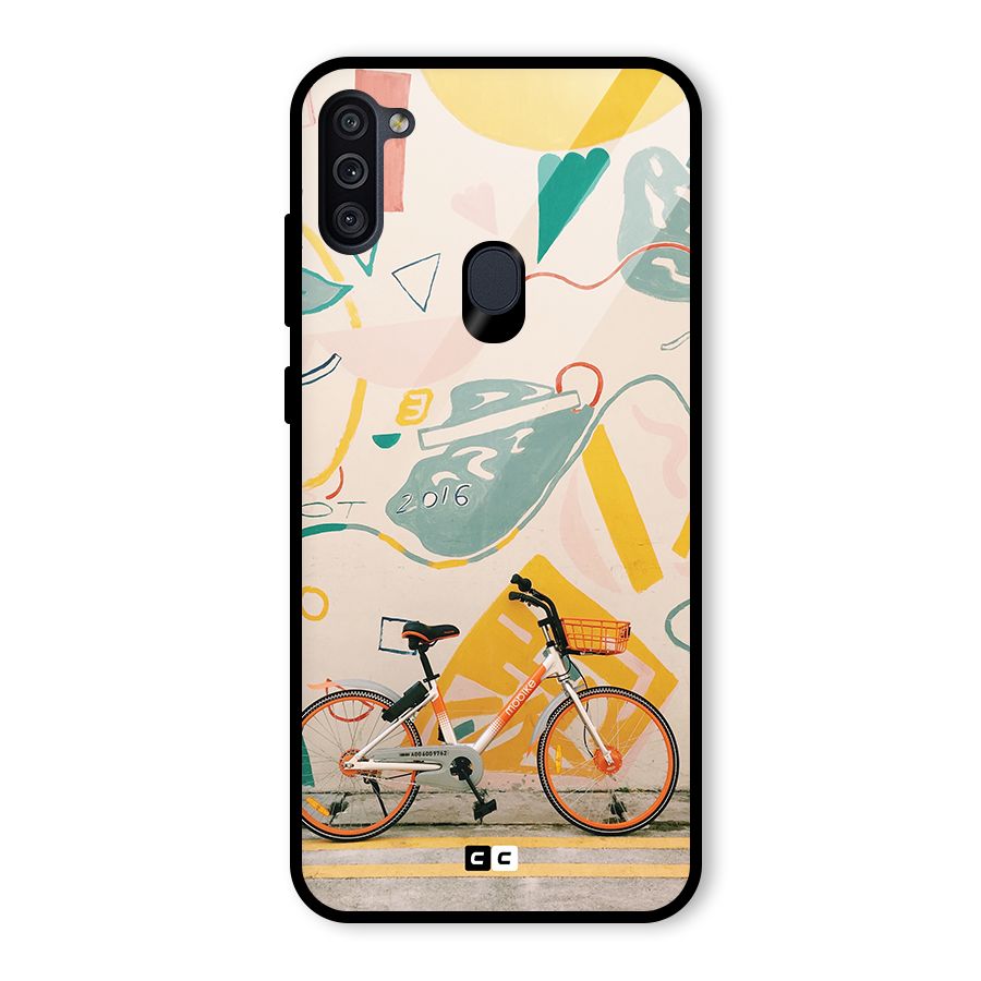 Street Art Bicycle Glass Back Case for Galaxy M11