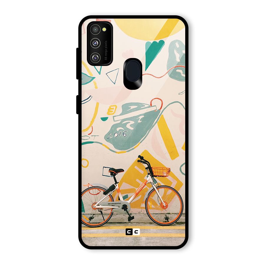 Street Art Bicycle Glass Back Case for Galaxy M30s