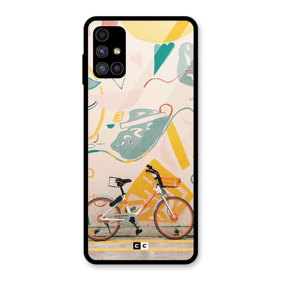 Street Art Bicycle Glass Back Case for Galaxy M51