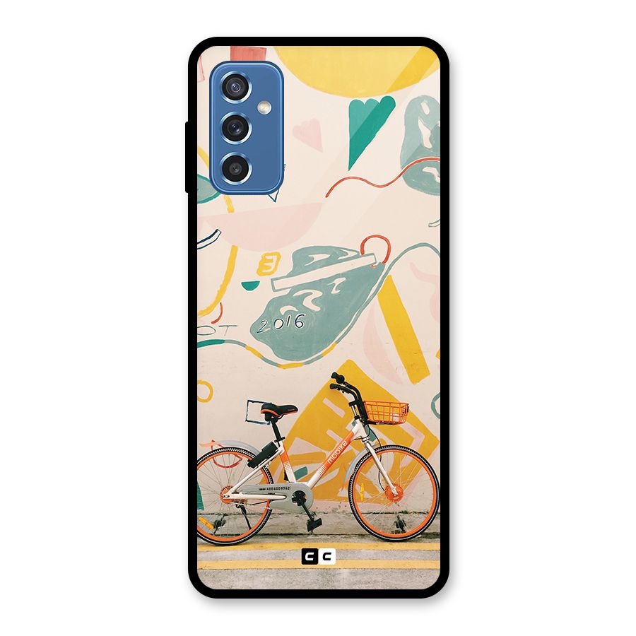 Street Art Bicycle Glass Back Case for Galaxy M52 5G
