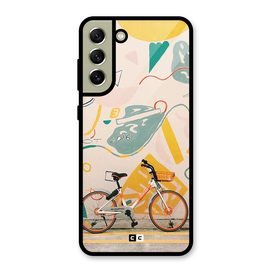 Street Art Bicycle Glass Back Case for Galaxy S21 FE 5G