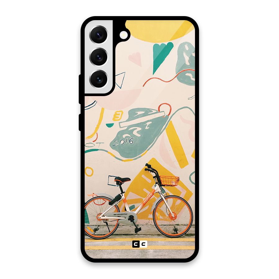 Street Art Bicycle Glass Back Case for Galaxy S22 Plus 5G
