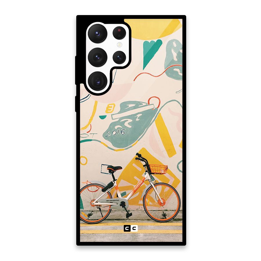 Street Art Bicycle Glass Back Case for Galaxy S22 Ultra 5G
