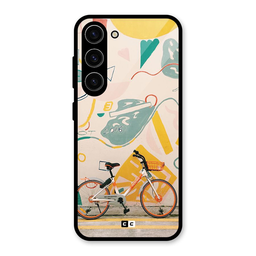 Street Art Bicycle Glass Back Case for Galaxy S23