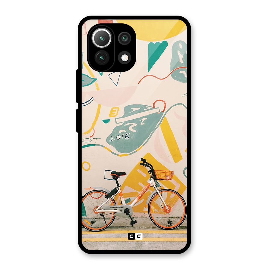 Street Art Bicycle Glass Back Case for Mi 11 Lite