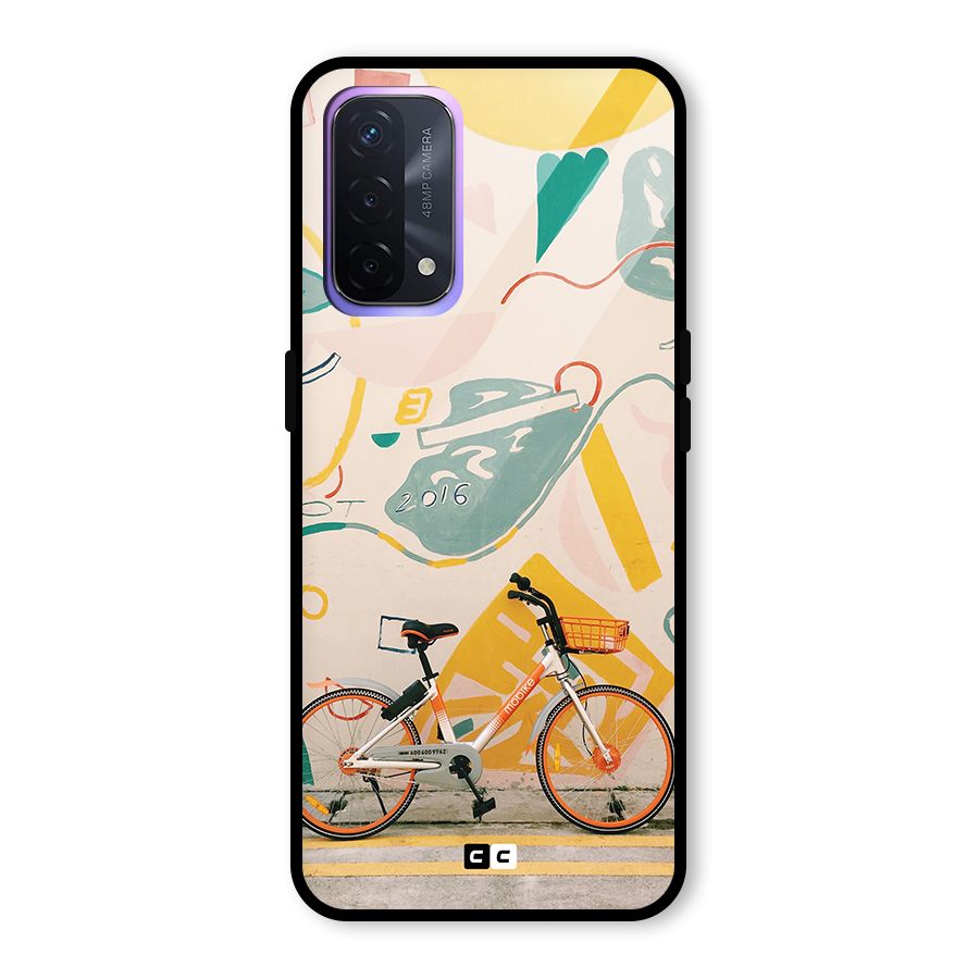 Street Art Bicycle Glass Back Case for Oppo A74 5G