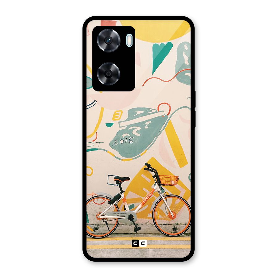 Street Art Bicycle Glass Back Case for Oppo A77