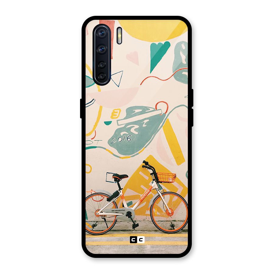 Street Art Bicycle Glass Back Case for Oppo F15