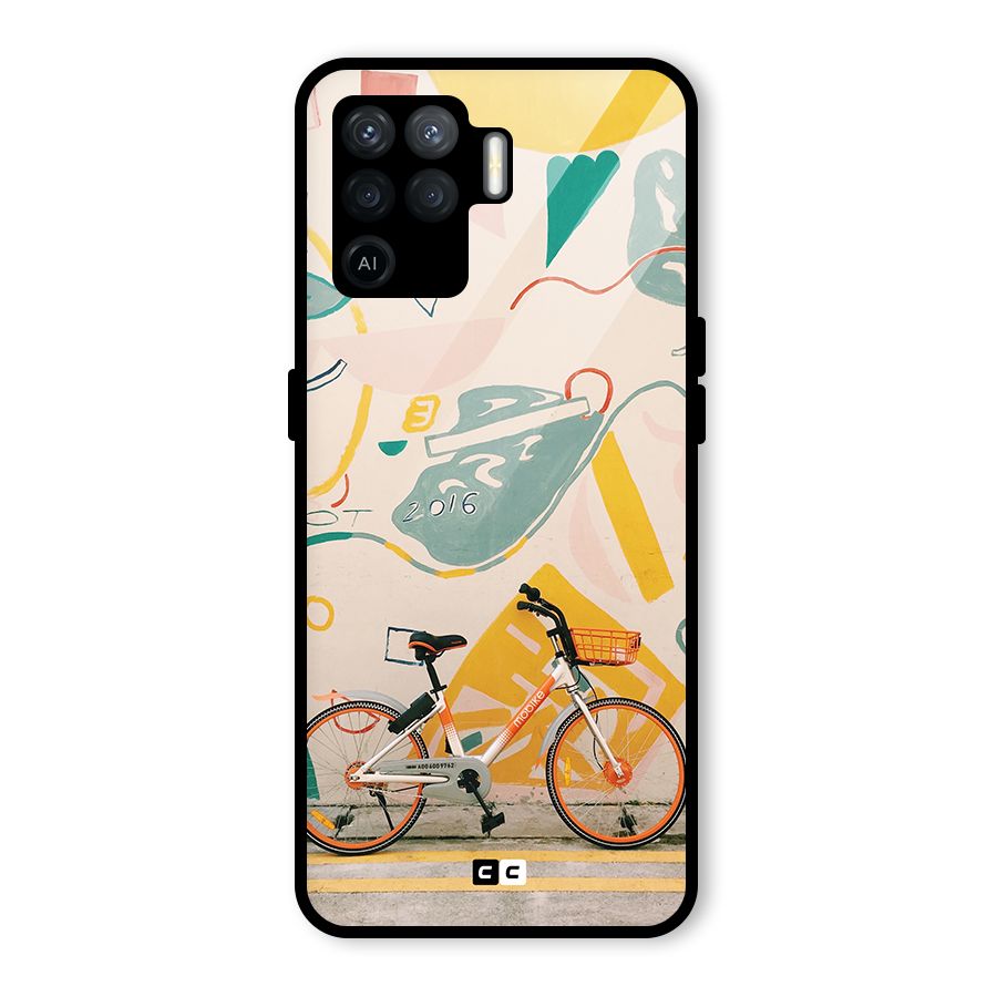 Street Art Bicycle Glass Back Case for Oppo F19 Pro