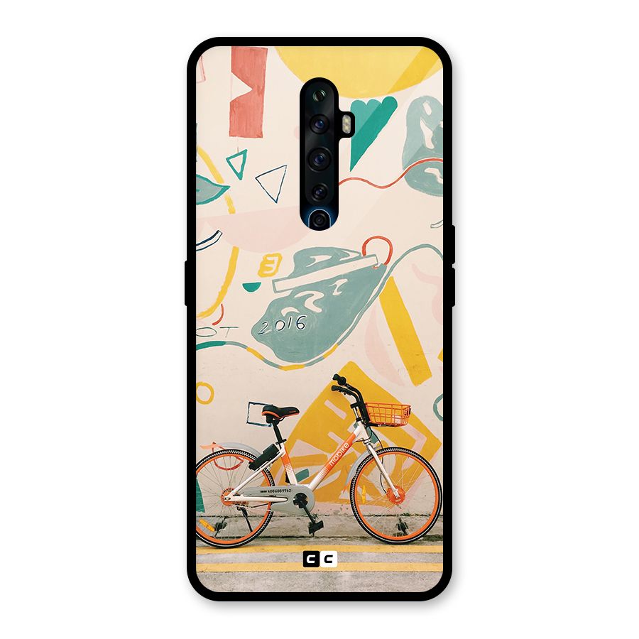 Street Art Bicycle Glass Back Case for Oppo Reno2 F