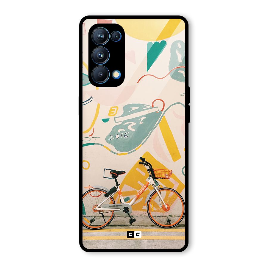 Street Art Bicycle Glass Back Case for Oppo Reno5 Pro 5G