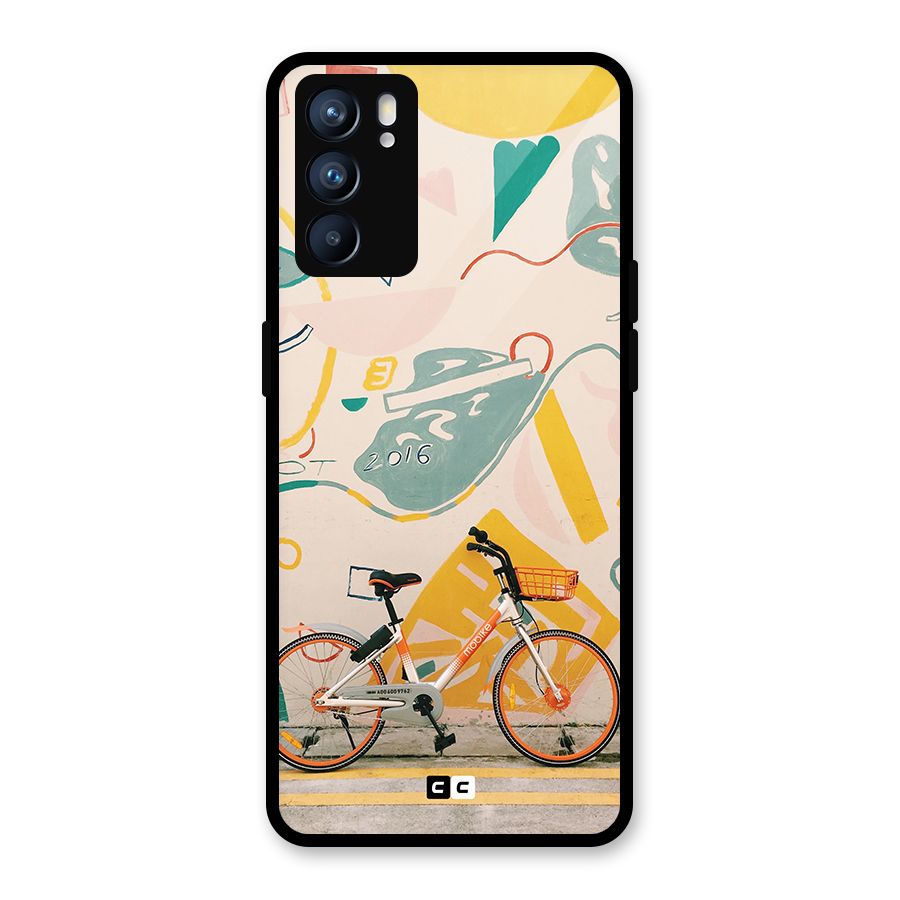 Street Art Bicycle Glass Back Case for Oppo Reno6 5G