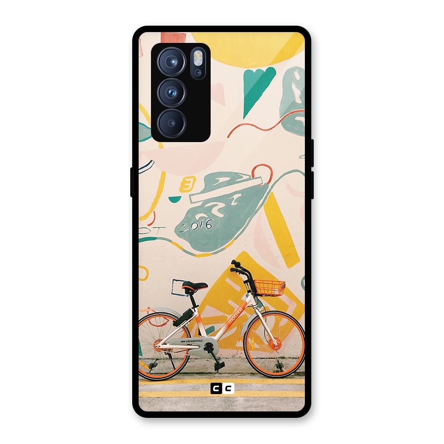 Street Art Bicycle Glass Back Case for Oppo Reno6 Pro 5G