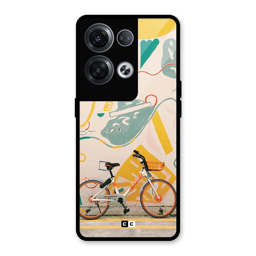 Street Art Bicycle Glass Back Case for Oppo Reno8 Pro 5G