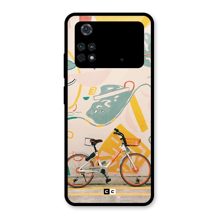Street Art Bicycle Glass Back Case for Poco M4 Pro 4G