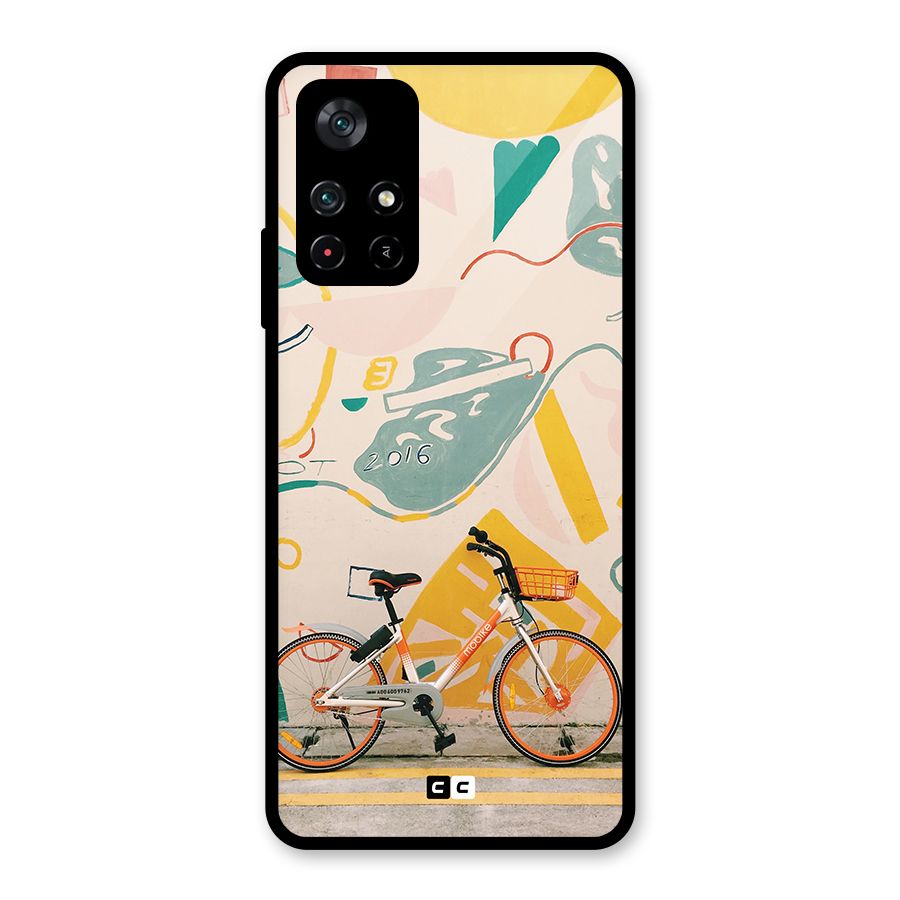 Street Art Bicycle Glass Back Case for Poco M4 Pro 5G