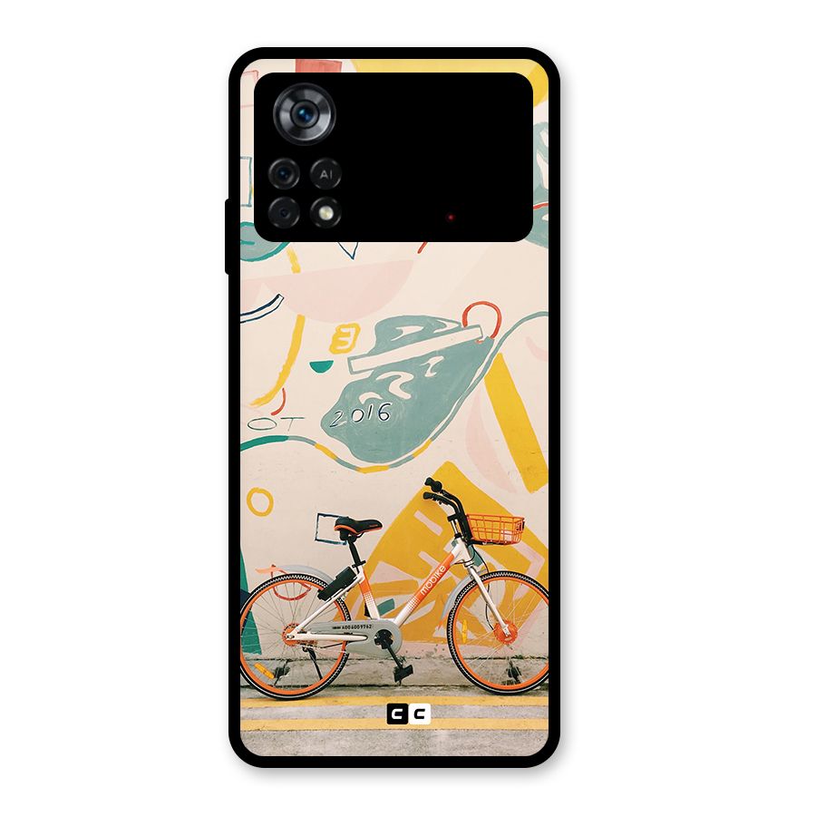 Street Art Bicycle Glass Back Case for Poco X4 Pro 5G