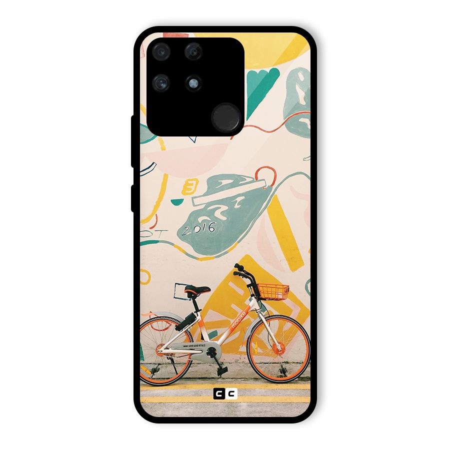 Street Art Bicycle Glass Back Case for Realme Narzo 50A