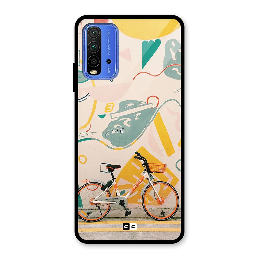 Street Art Bicycle Glass Back Case for Redmi 9 Power