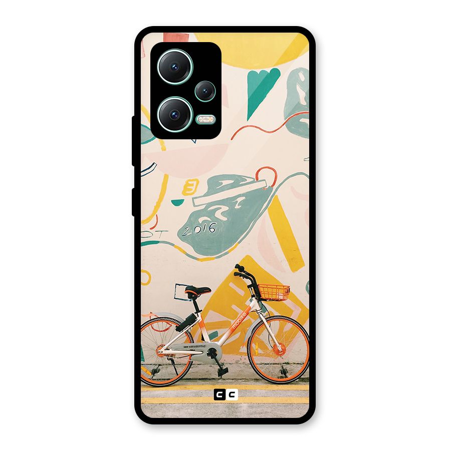 Street Art Bicycle Glass Back Case for Redmi Note 12 5G