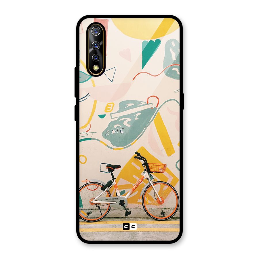 Street Art Bicycle Glass Back Case for Vivo S1